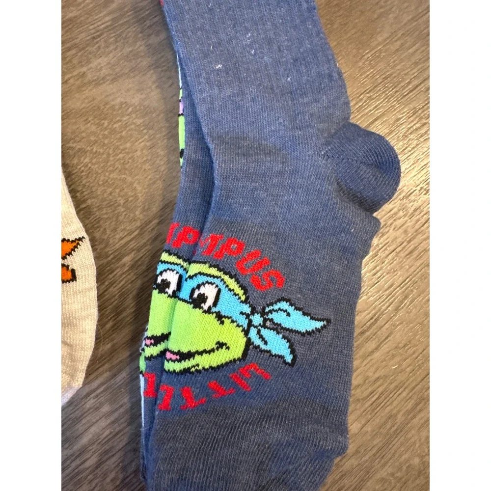 Lot of 2  packs of 3 TMNT Ninja Turtles Kids Mid-Crew Socks Size 11.5-6.5 M/L